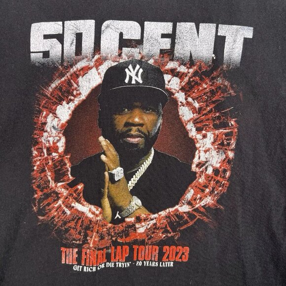 50 Cent The Final Lap Tour 2023 T Shirt Adult L Black Rap Tee Unisex - Picture 2 of 7